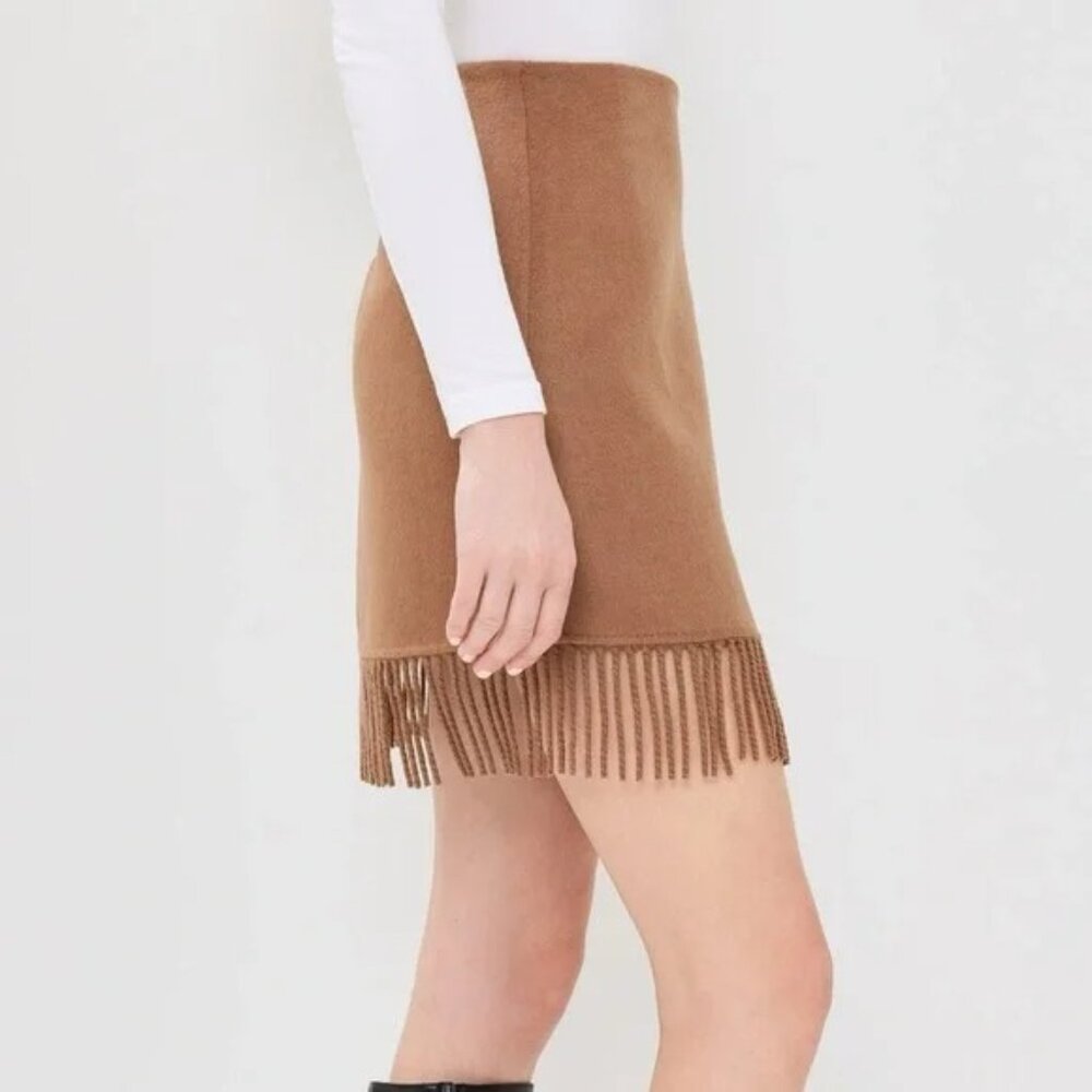🌞 RAILS Vista Skirt in Brown Camel Wool Blend Fringe Skirt Extra Small XS - Picture 2 of 16